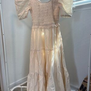 Cream Puff Sleeve Maxi Dress